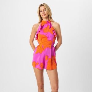 Vibrant Pink and Orange Floral romper